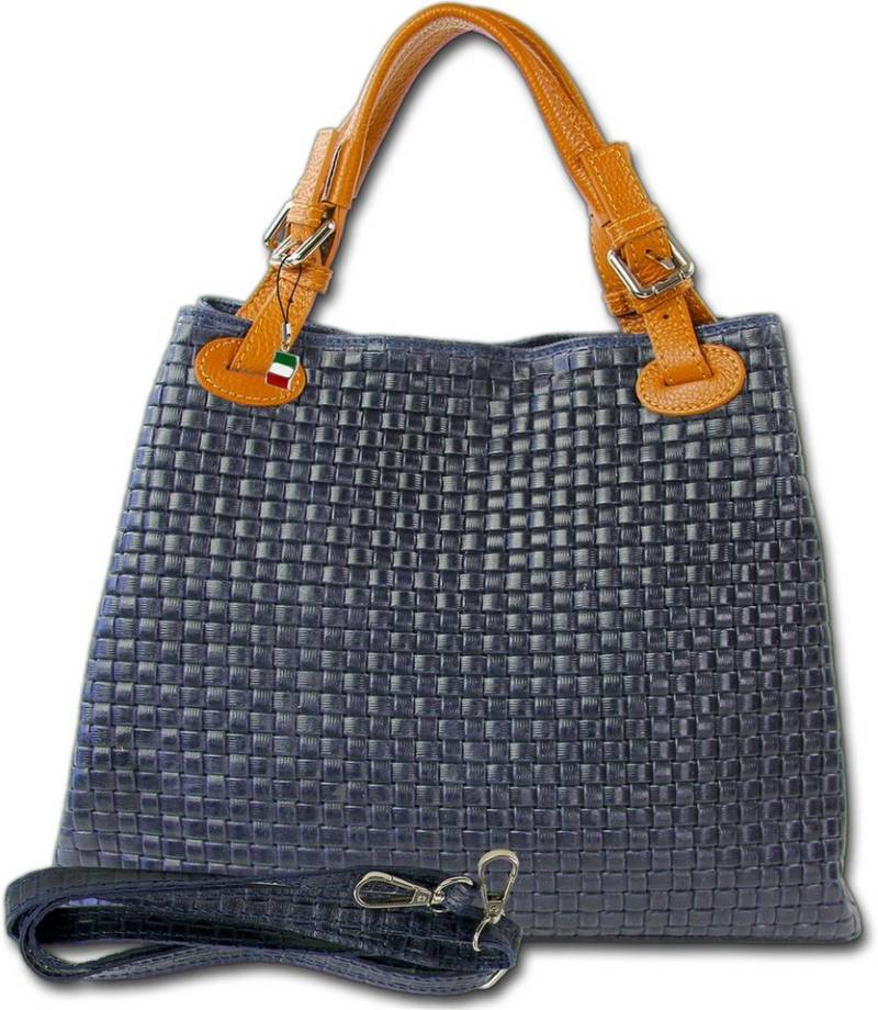 FLORENCE Handtasche Florence Damen Handtasche Echtleder (Handtasche), Damen Leder Handtasche, Umhängetasche, dunkelblau ca. 31cm x ca. 28cm von FLORENCE