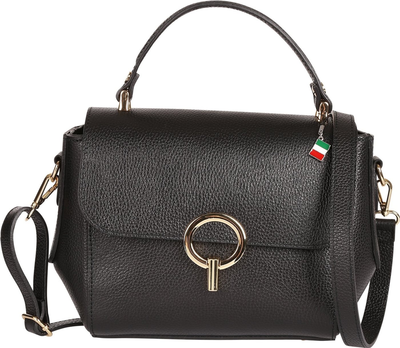 FLORENCE Handtasche Florence Damen Handtasche Leder Tasche (Handtasche), Damen Handtasche Leder, schwarz ca. 26cm x 18cm hoch von FLORENCE