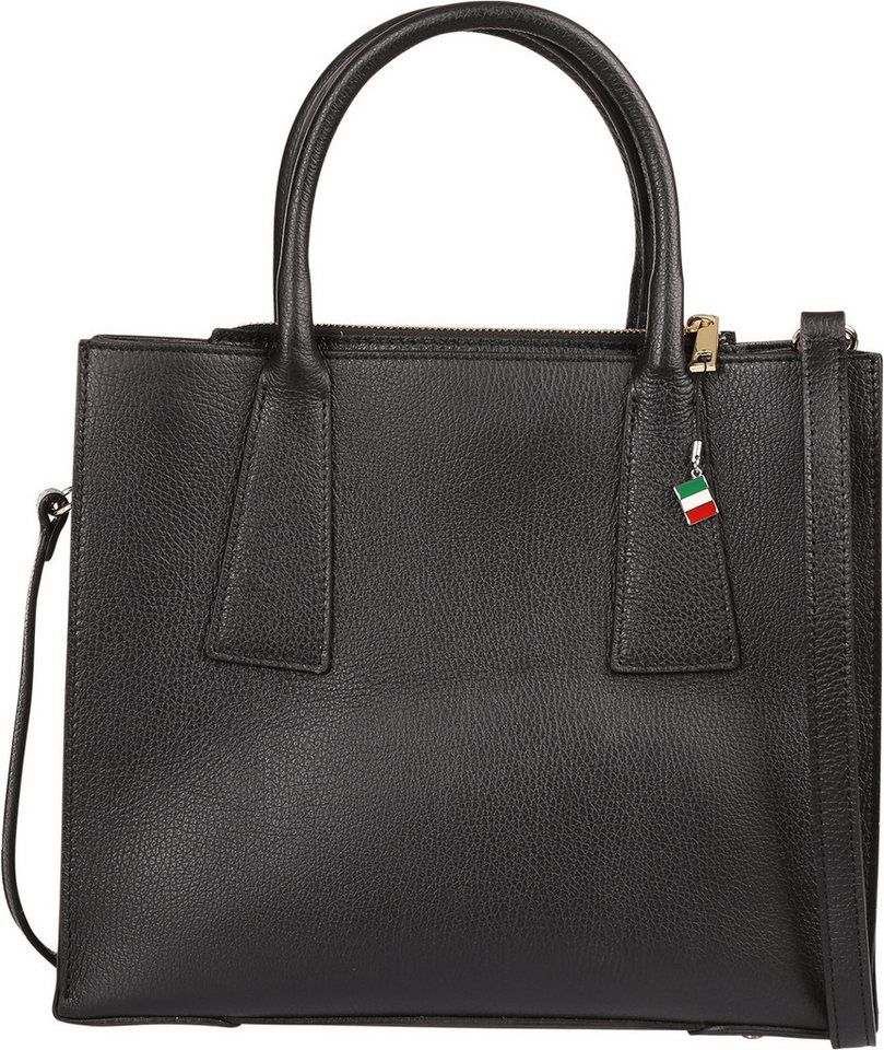 FLORENCE Handtasche Florence Damen Handtasche Leder Tasche (Handtasche), Damen Handtasche Leder, schwarz ca. 32cm x 27cm hoch von FLORENCE