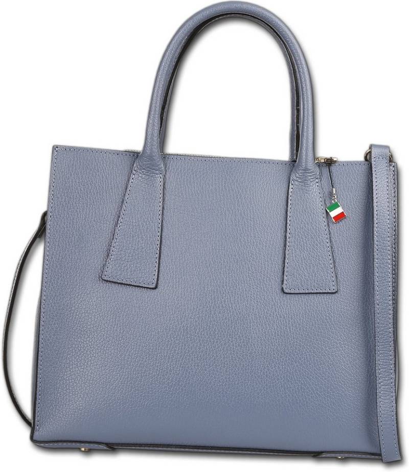 FLORENCE Handtasche Florence Damen Handtasche Leder Tasche (Handtasche, Handtasche), Damen Tasche Echtes Leder blau, grau von FLORENCE