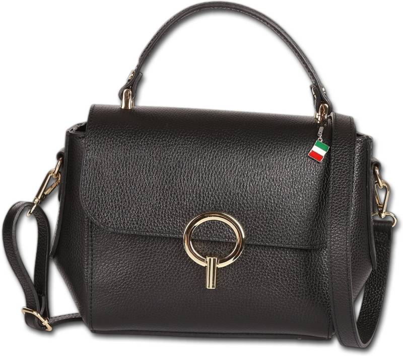 FLORENCE Handtasche Florence Damen Handtasche Leder Tasche (Handtasche, Handtasche), Damen Tasche Echtes Leder schwarz, Made-In Italy von FLORENCE