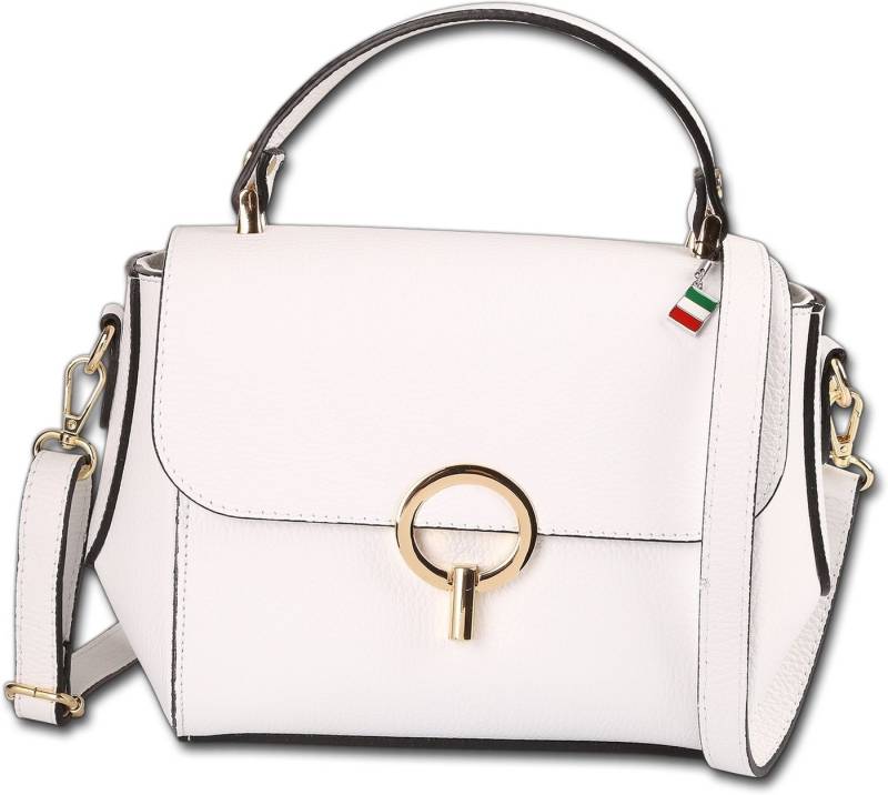 FLORENCE Handtasche Florence Damen Handtasche Leder Tasche (Handtasche, Handtasche), Damen Tasche Echtes Leder weiß, Made-In Italy von FLORENCE