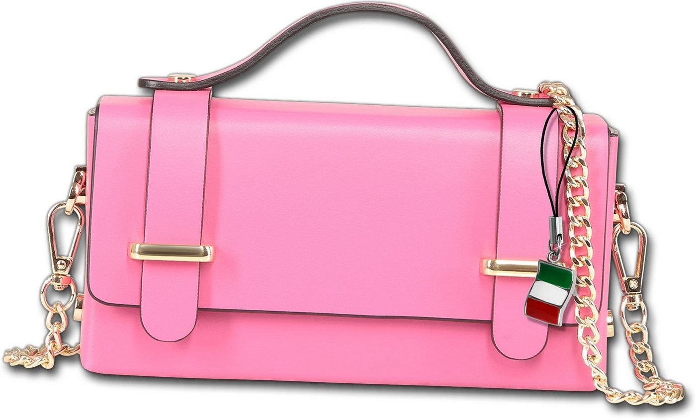 FLORENCE Handtasche Florence Damen Handtasche klein (Handtasche, Handtasche), Damen Tasche Echtes Leder fuchsia, rosa, Made-In Italy von FLORENCE