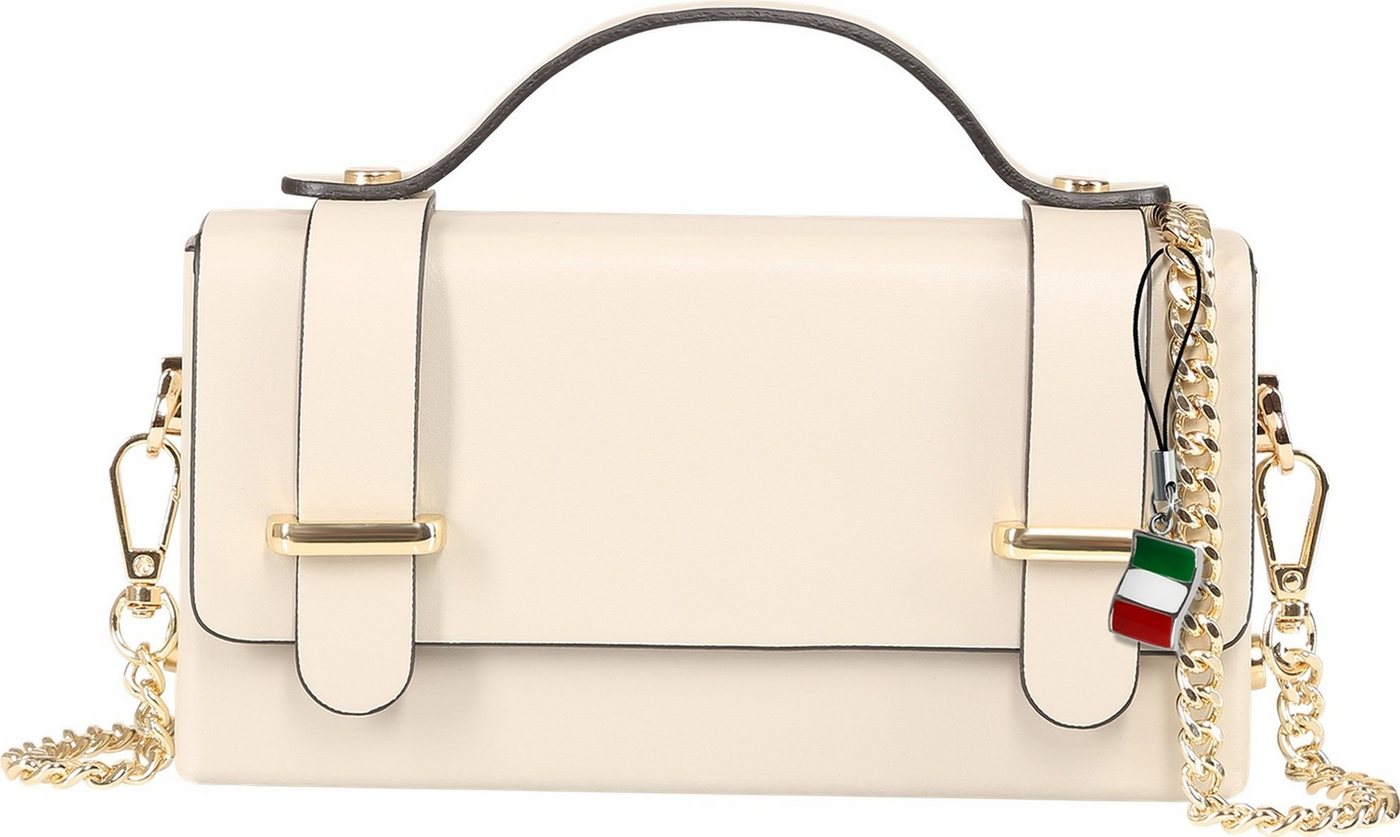 FLORENCE Handtasche Florence Damen Handtasche klein Echtleder (Handtasche), Damen Handtasche Leder, beige ca. 10cm hoch von FLORENCE