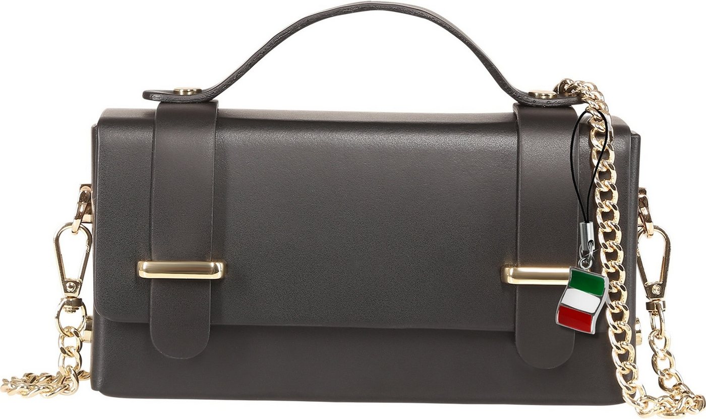 FLORENCE Handtasche Florence Damen Handtasche klein Echtleder (Handtasche), Damen Handtasche Leder, schwarz ca. 10cm hoch von FLORENCE