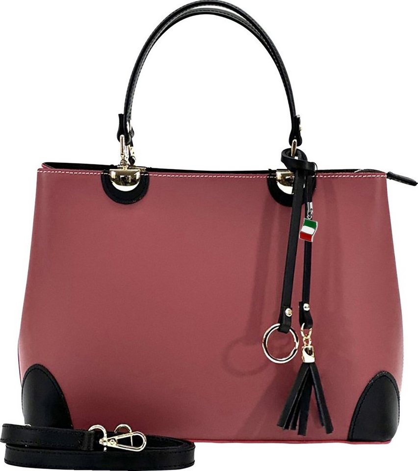 FLORENCE Handtasche Florence Handtasche Damen Umhängetasche (Handtasche), Damen Leder Handtasche, Umhängetasche, altrosa, schwarz ca. 32cm von FLORENCE