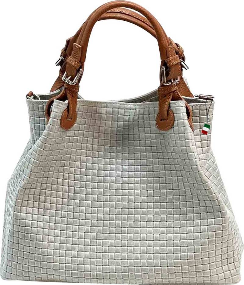 FLORENCE Handtasche Florence Umhängetasche Damen Handtasche (Handtasche), Damen Handtasche, Umhängetasche Leder, grau, braun ca. 31cm x ca. 28cm von FLORENCE