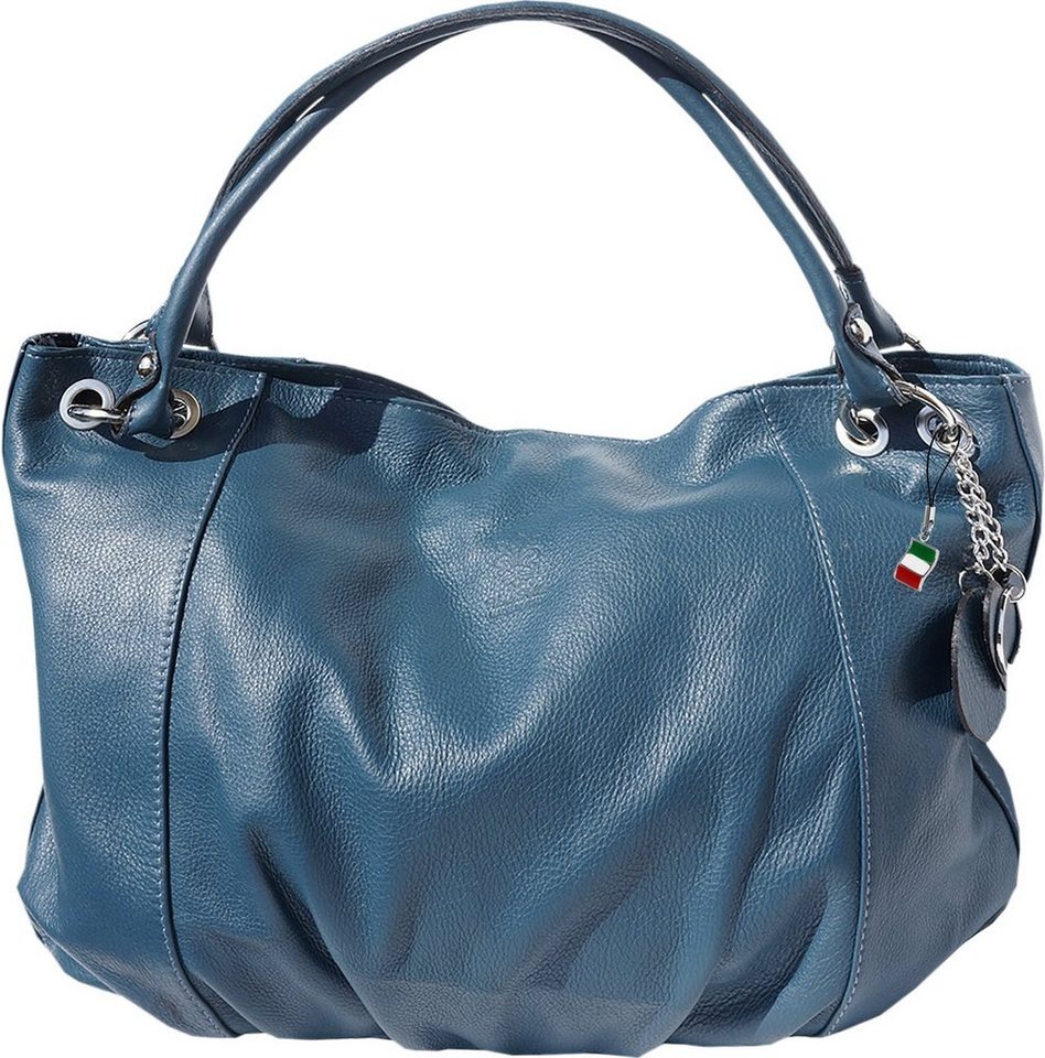 FLORENCE Henkeltasche D2OTF128X Florence Hobo Bag Schultertasche (Henkeltasche, Henkeltasche), Damen Tasche Echtleder türkis, Made-In Italy von FLORENCE