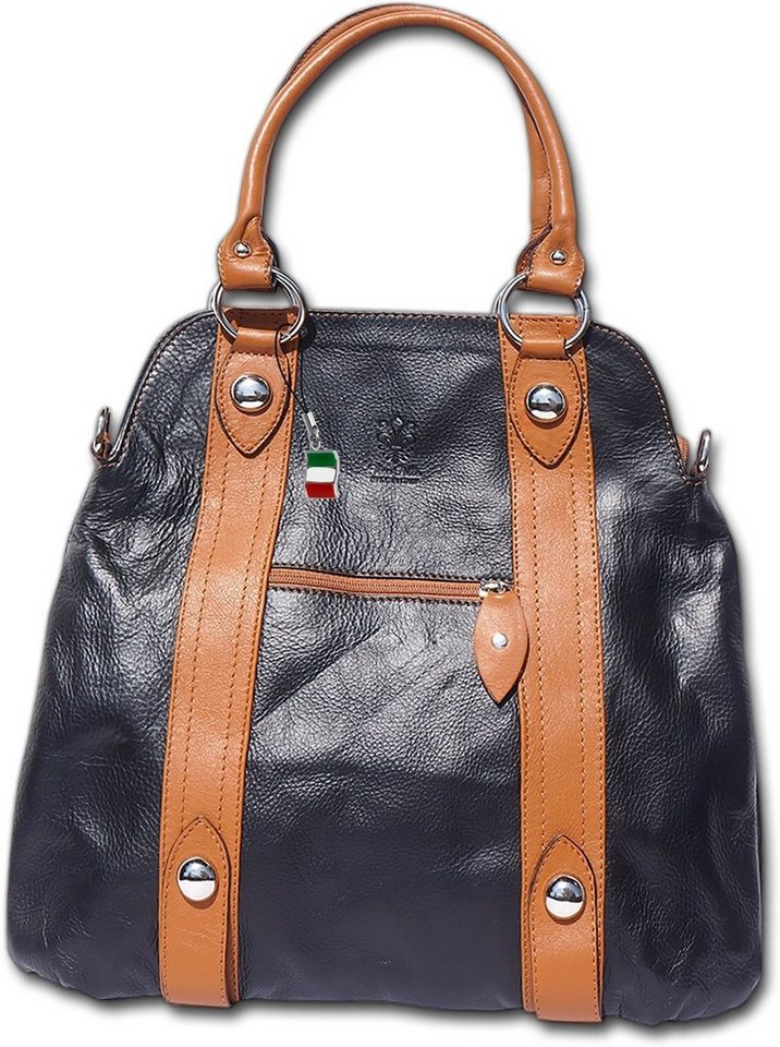 FLORENCE Henkeltasche D2OTF132X Florence Umhängetasche Echtleder (Henkeltasche, Henkeltasche), Damen Tasche Echtleder schwarz, hellbraun, Made-In Italy von FLORENCE