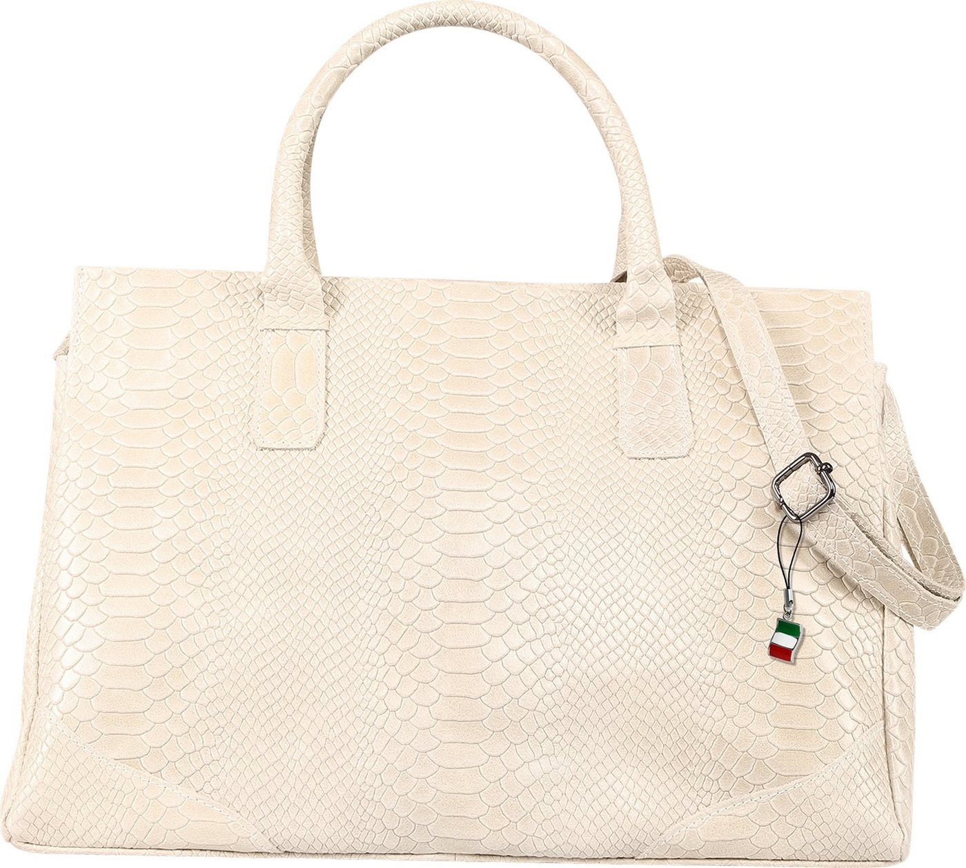 FLORENCE Henkeltasche Florence Damen Henkeltasche Echtleder (Henkeltasche), Damen Henkeltasche Leder, beige ca. 28cm hoch von FLORENCE