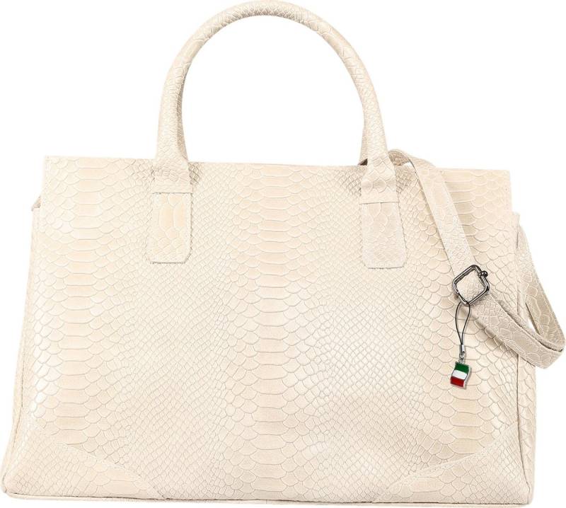 FLORENCE Henkeltasche Florence Damen Henkeltasche Echtleder (Henkeltasche), Damen Henkeltasche Leder, beige ca. 28cm hoch von FLORENCE