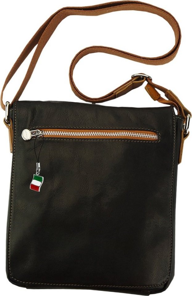 FLORENCE Messenger Bag D2OTF146X Florence Umhängetasche Echtleder (Messenger, Messenger Bag), Herren Tasche Echtleder schwarz, braun, Made-In Italy von FLORENCE