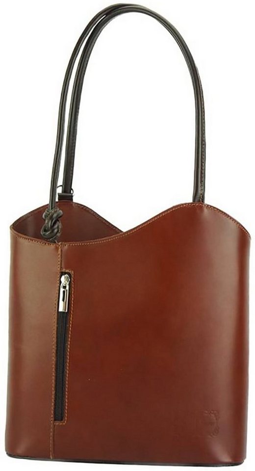 FLORENCE Schultertasche Florence 2in1 Echtleder Damen Handtasche (Schultertasche, Schultertasche), Damen Tasche Echtleder braun, Made-In Italy von FLORENCE