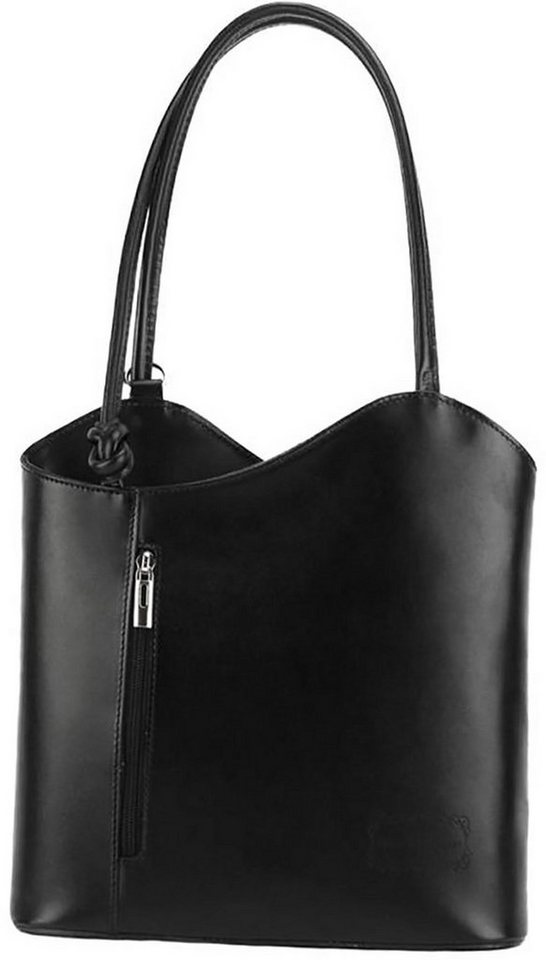 FLORENCE Schultertasche Florence 2in1 Echtleder Damen Handtasche (Schultertasche, Schultertasche), Damen Tasche Echtleder schwarz, Made-In Italy von FLORENCE