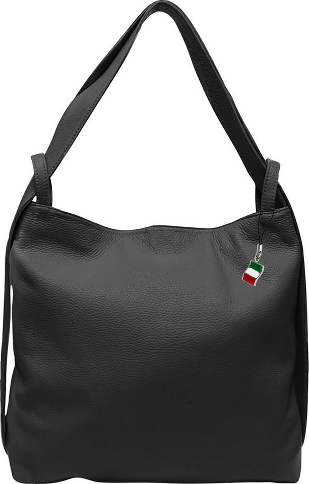 FLORENCE Handtasche Florence Damen Rucksack Schultertasche (Schultertasche), Damen Leder Schultertasche, Cityrucksack, schwarz ca. 40cm von FLORENCE