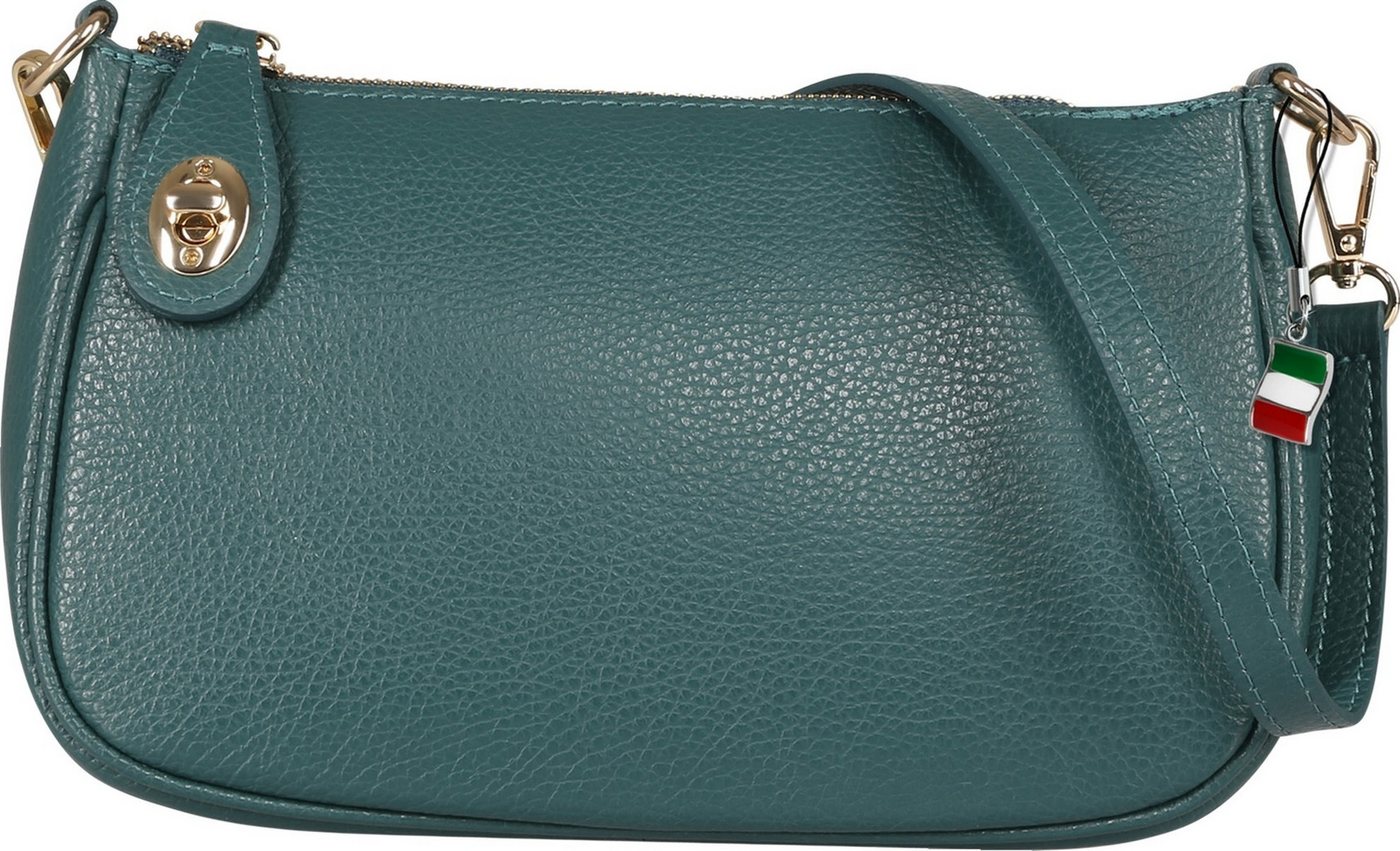 FLORENCE Schultertasche Florence Damen Schultertasche Echtleder (Schultertasche), Damen Schultertasche Leder, petrolblau ca. 7cm hoch von FLORENCE