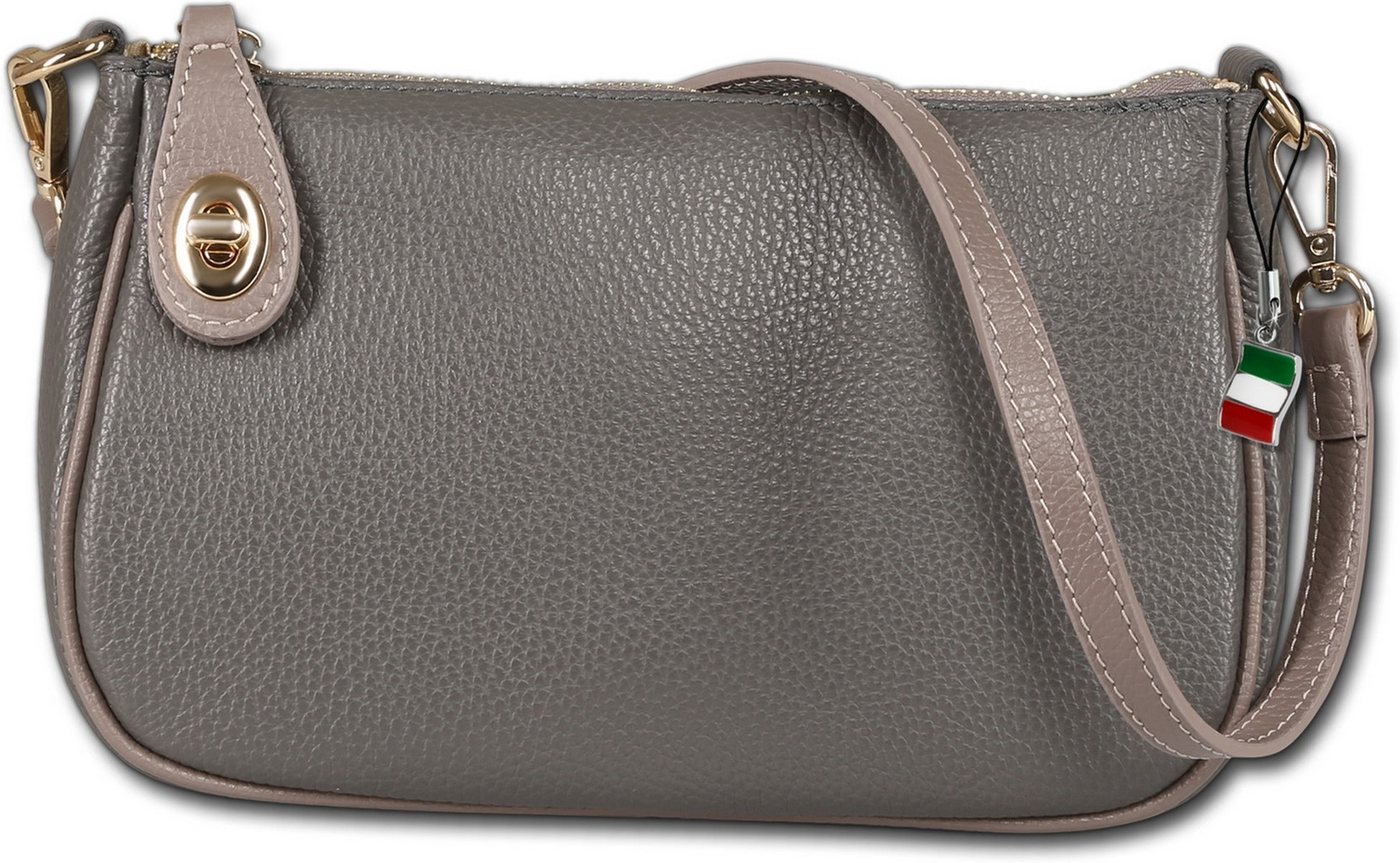 FLORENCE Schultertasche Florence Damen Schultertasche Echtleder (Schultertasche, Schultertasche), Damen Tasche Echtes Leder grau, Made-In Italy von FLORENCE