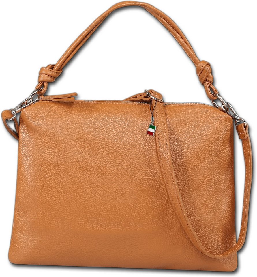 FLORENCE Schultertasche Florence Damen Schultertasche Leder (Schultertasche, Schultertasche), Damen Tasche Echtes Leder tan, hellbraun von FLORENCE