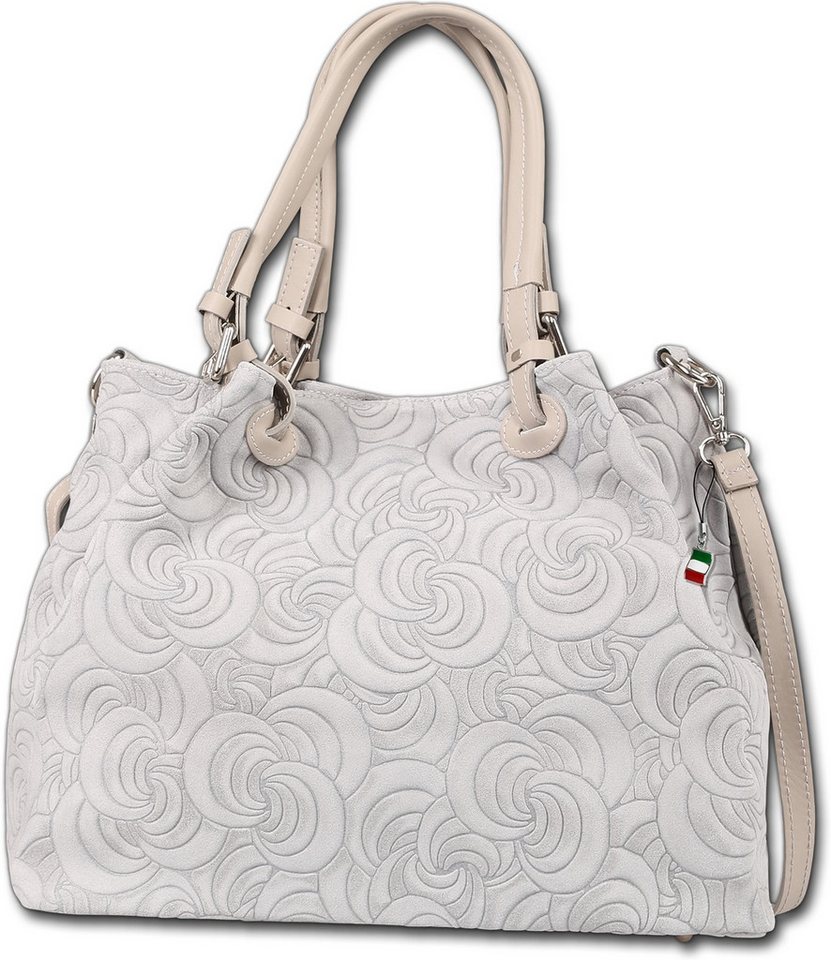 FLORENCE Schultertasche Florence Damen Schultertasche Wildleder (Schultertasche, Schultertasche), Damen Tasche Echtes Leder grau von FLORENCE