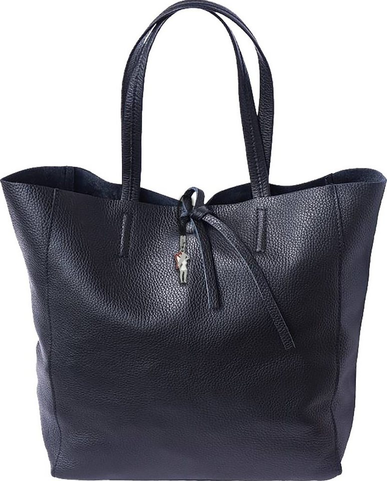 FLORENCE Schultertasche Florence ital. Echtleder Shopper schwarz (Shopper), Damen Leder Shopper, Schultertasche, schwarz ca. 30cm von FLORENCE