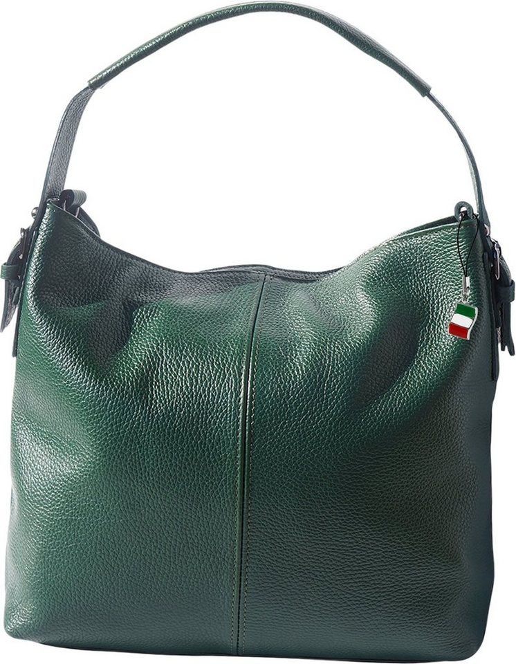 FLORENCE Shopper Florence legere Echtleder Hobo Bag Damen (Shopper, Shopper), Damen Tasche Echtleder grün, Made-In Italy von FLORENCE