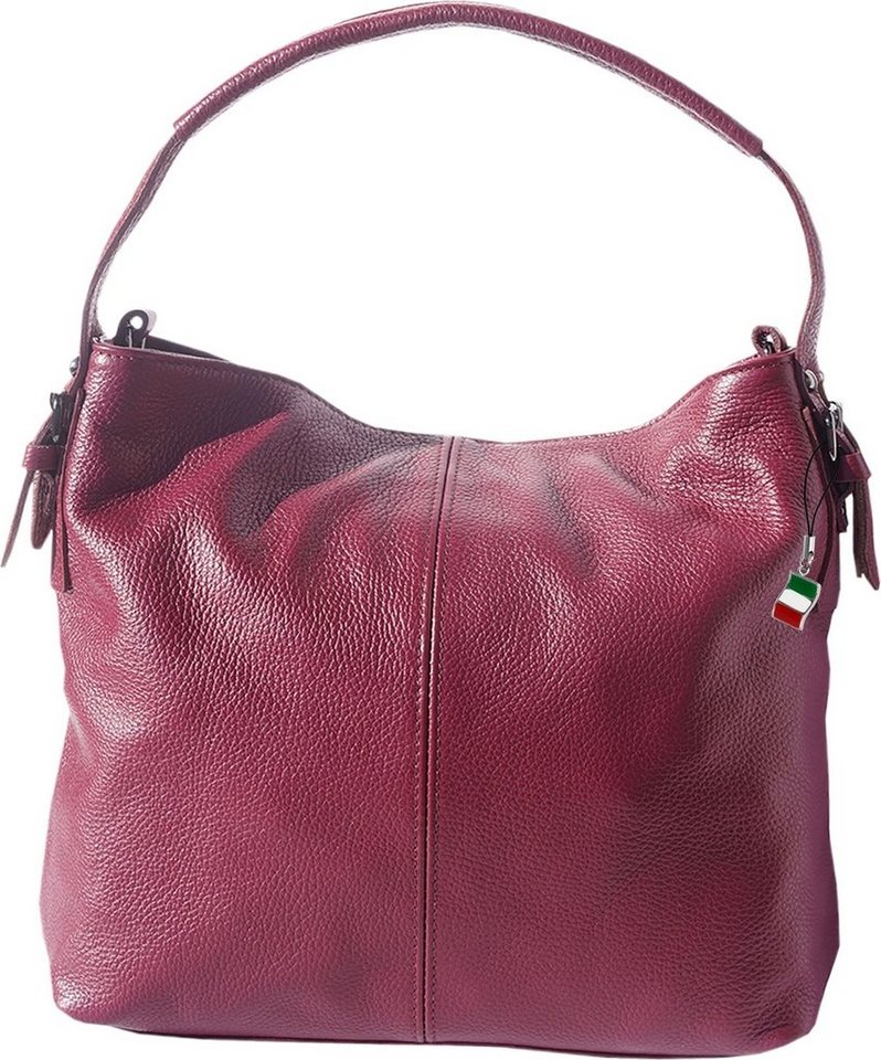 FLORENCE Shopper Florence legere Echtleder Hobo Bag Damen (Shopper, Shopper), Damen Tasche Echtleder rot, bordeaux, Made-In Italy von FLORENCE