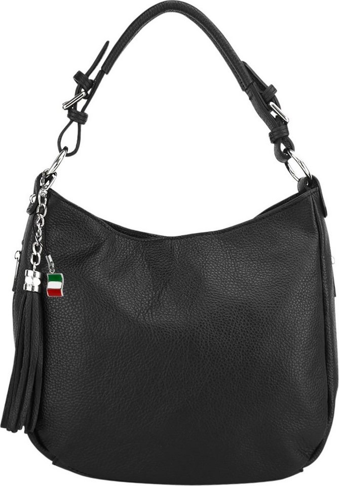 FLORENCE Shopper D2OTF134X Florence Hobo-Bag Schultertasche colore (Shopper, Shopper), Damen Tasche Echtleder schwarz, Made-In Italy von FLORENCE