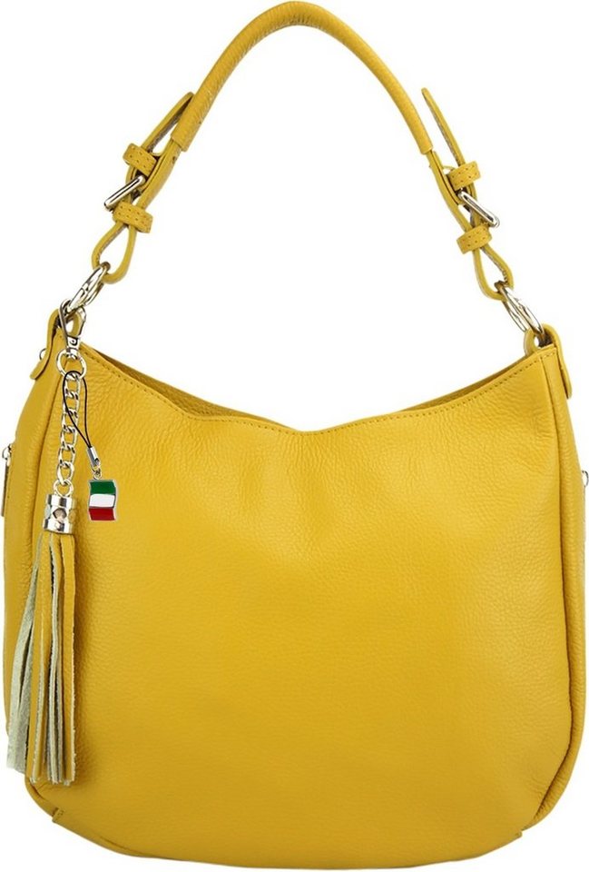 FLORENCE Shopper D2OTF134X Florence Hobo-Bag Schultertasche colore (Shopper, Shopper), Damen Tasche Echtleder gelb, Made-In Italy von FLORENCE