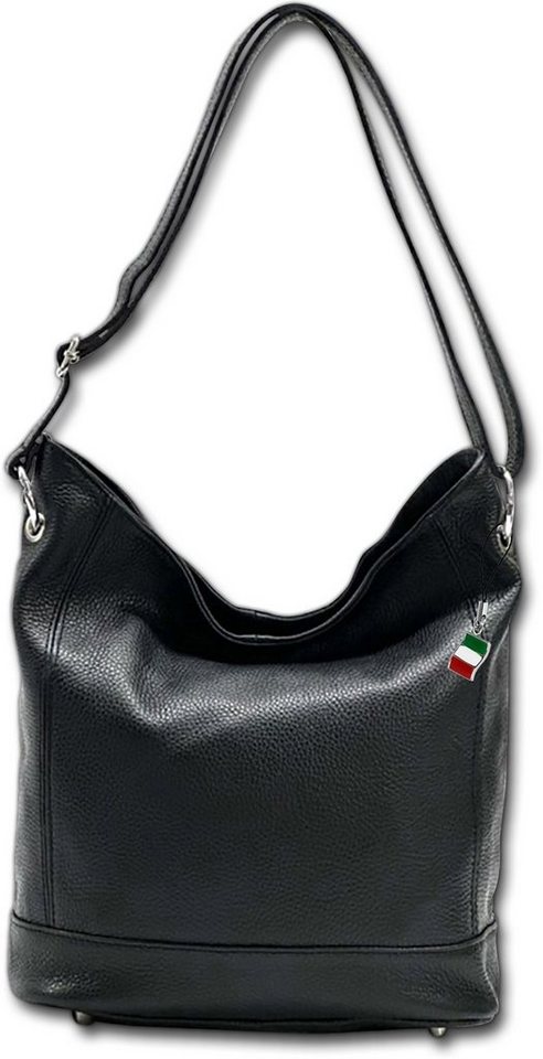 FLORENCE Shopper Florence Echtleder Hobo Bag Damen (Shopper, Shopper), Damen Tasche Echtleder schwarz, Made-In Italy von FLORENCE