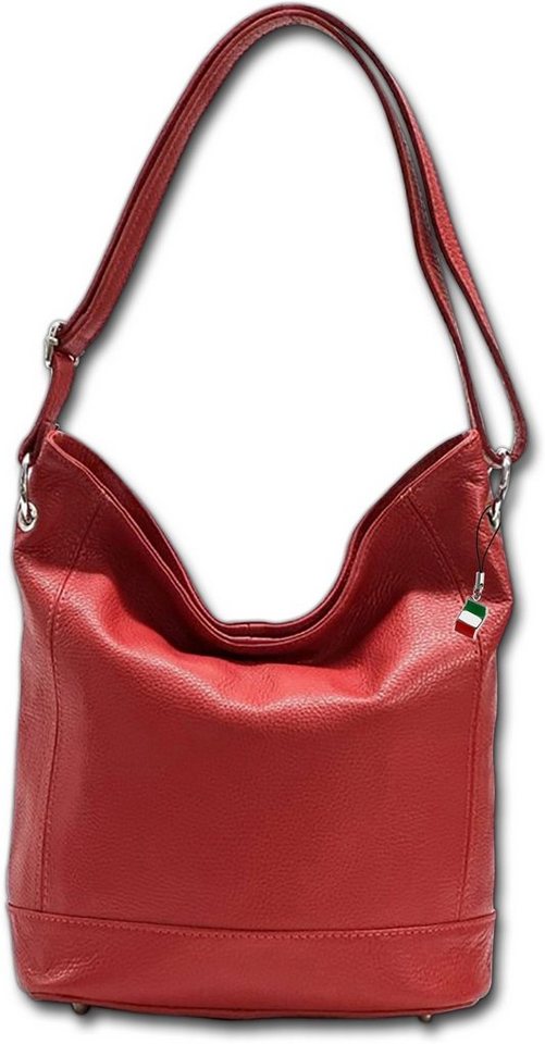 FLORENCE Shopper Florence Echtleder Hobo Bag Damen rot (Shopper, Shopper), Damen Tasche Echtleder rot, Made-In Italy von FLORENCE