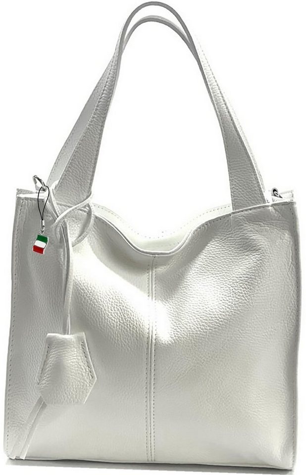 FLORENCE Shopper Florence Echtleder Hobo Bag Damen weiß (Shopper, Shopper), Damen Tasche Echtleder weiß, Made-In Italy von FLORENCE