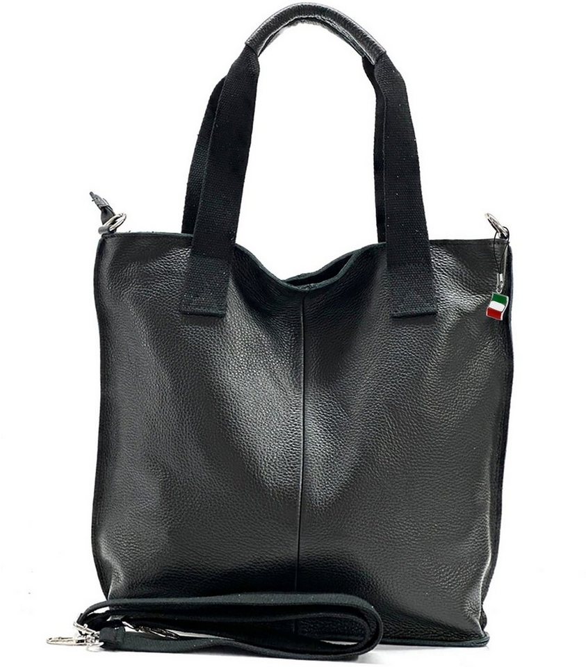 FLORENCE Shopper Florence Echtleder Umhängetasche Damen (Shopper, Shopper), Damen Schultertasche, Shopper Leder, schwarz, Größe ca. 44cm von FLORENCE