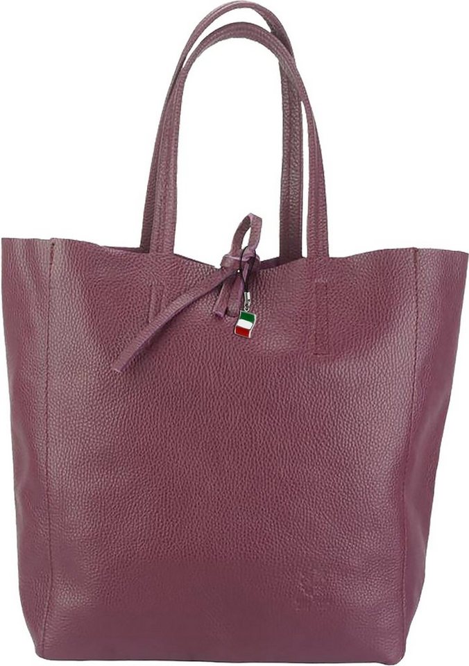 FLORENCE Schultertasche Florence ital. Echtleder Shopper bordeaux (Shopper), Damen Leder Shopper, Schultertasche, rot, bordeaux ca. 30cm von FLORENCE