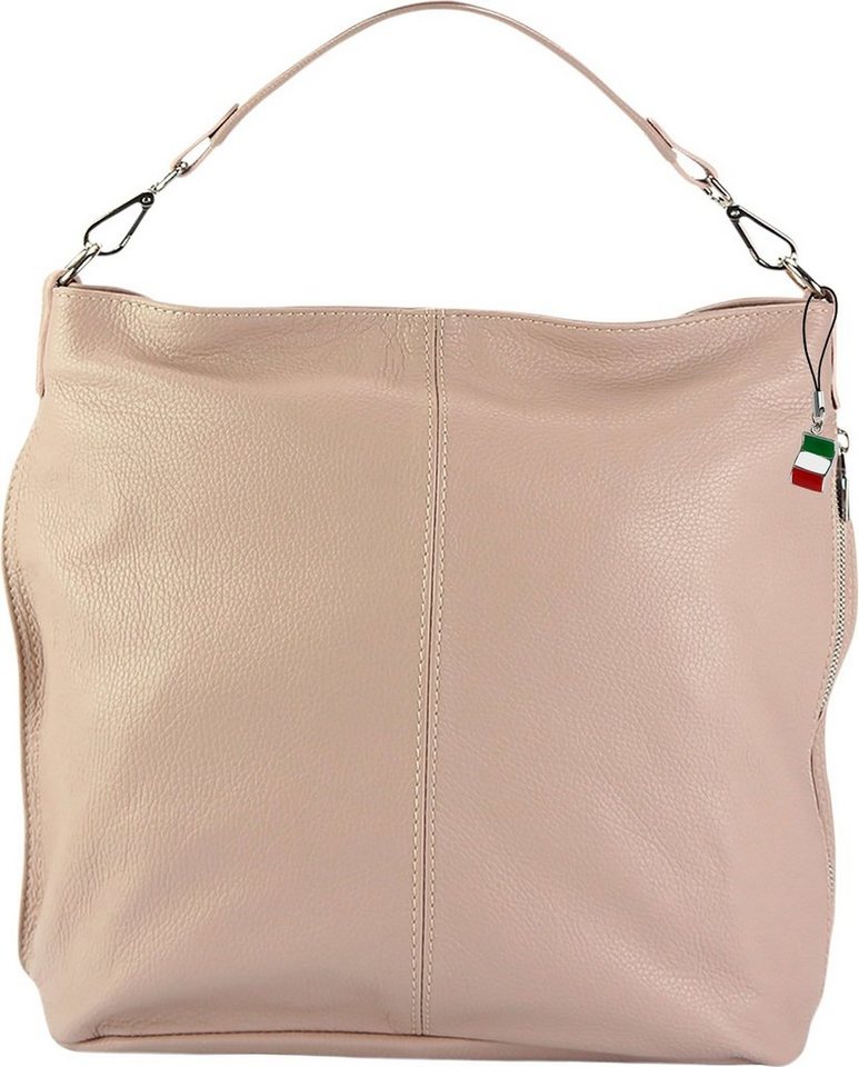 FLORENCE Schultertasche Florence Echtleder Schultertasche Hobo Bag (Schultertasche), Damen Leder Schultertasche, Shopper, rosa ca. 40cm von FLORENCE