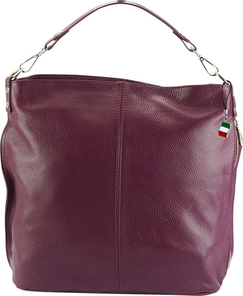 FLORENCE Schultertasche Florence Echtleder Schultertasche Hobo Bag (Schultertasche), Damen Leder Schultertasche, Shopper, bordeaux, rot ca. 40cm von FLORENCE