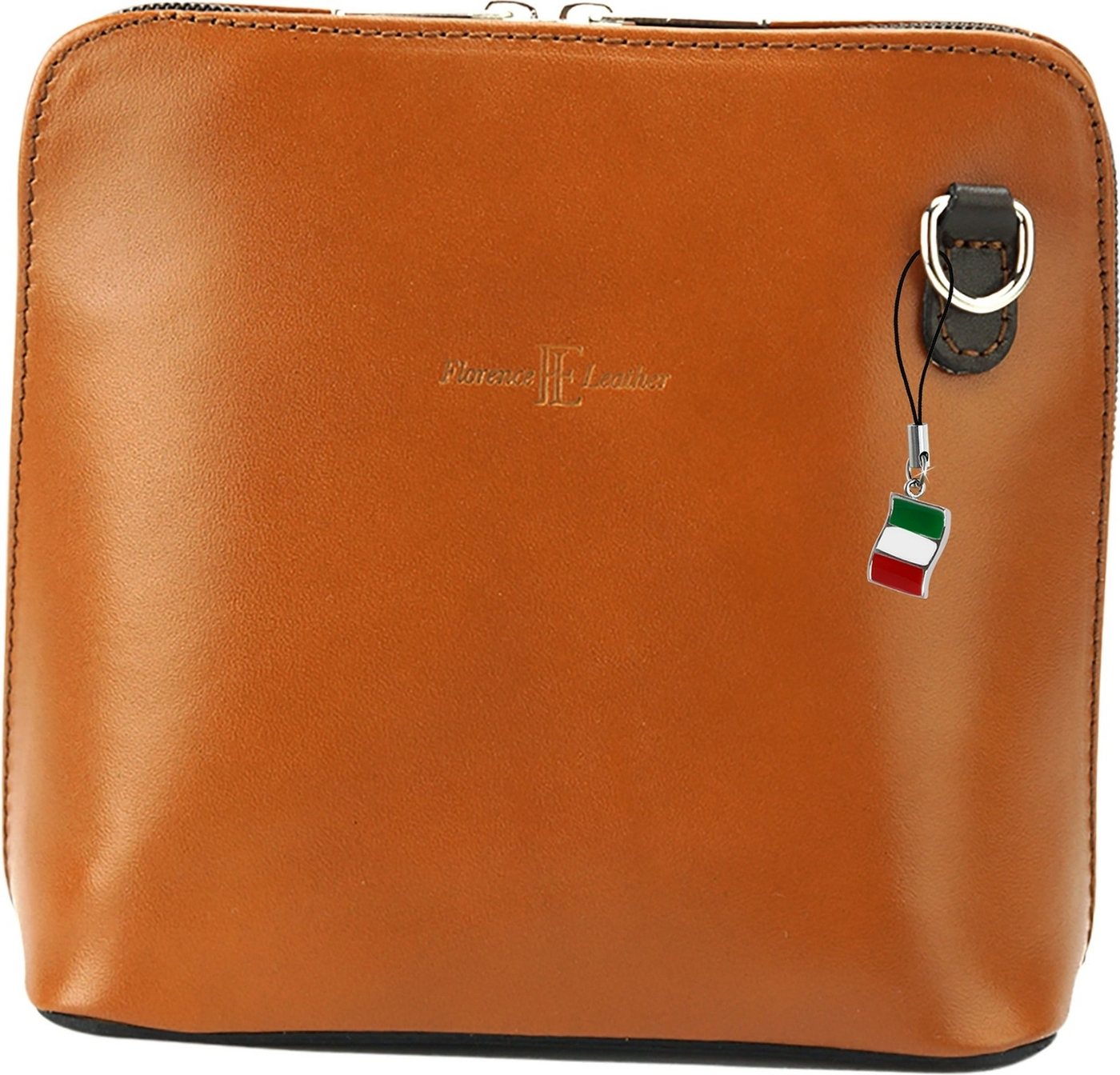 FLORENCE Umhängetasche D2OTF109X Florence Mini Leder Umhängetasche (Schultertasche, Schultertasche), Damen Tasche Echtleder, Rindsleder cognac, braun, Made-In Italy von FLORENCE