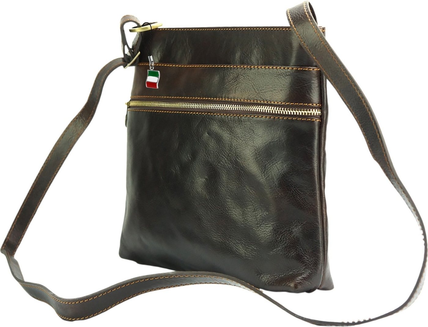 FLORENCE Umhängetasche D2OTF145X Florence Damen Umhängetasche Echtleder (Umhängetasche, Umhängetasche), Damen Tasche Echtleder braun, Made-In Italy von FLORENCE