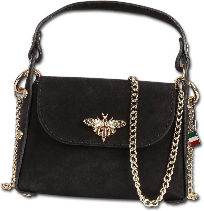 FLORENCE Umhängetasche Florence Biene Damen Handtasche (Umhängetasche, Umhängetasche), Damen Tasche Echtes Wildleder schwarz, Made-In Italy von FLORENCE