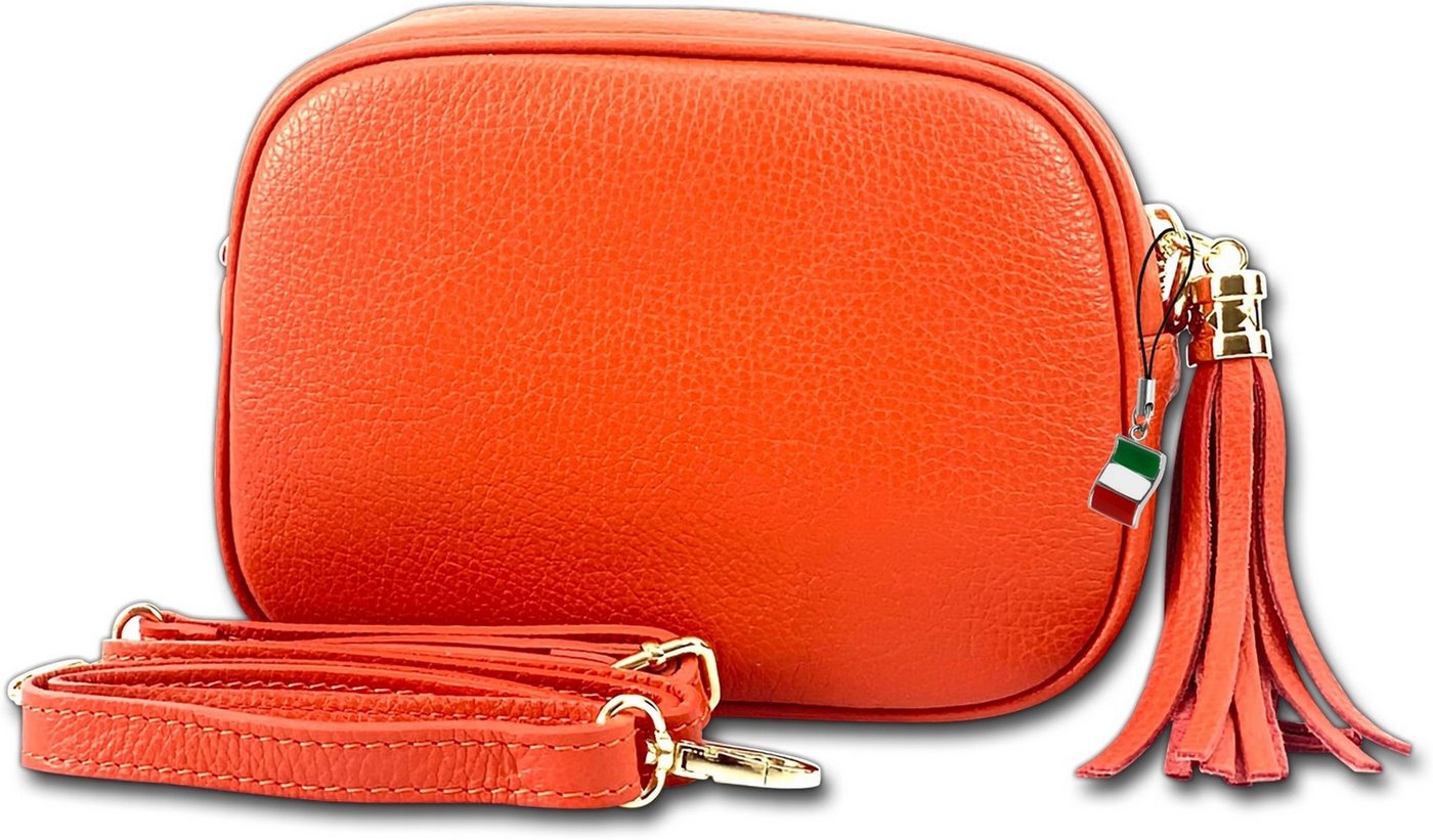 FLORENCE Umhängetasche Florence Damen Tasche Echtleder orange (Umhängetasche, Umhängetasche), Damen Tasche Echtes Leder orange, Made-In Italy von FLORENCE
