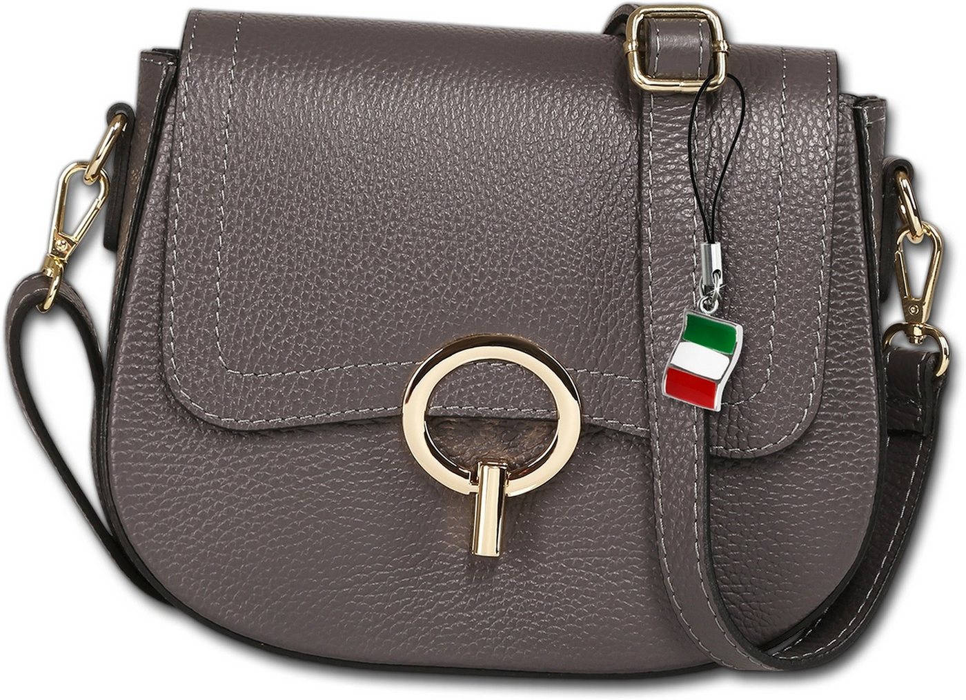 FLORENCE Umhängetasche Florence Damen Umhängetasche (Umhängetasche, Umhängetasche), Damen Tasche Echtes Leder grau, Made-In Italy von FLORENCE