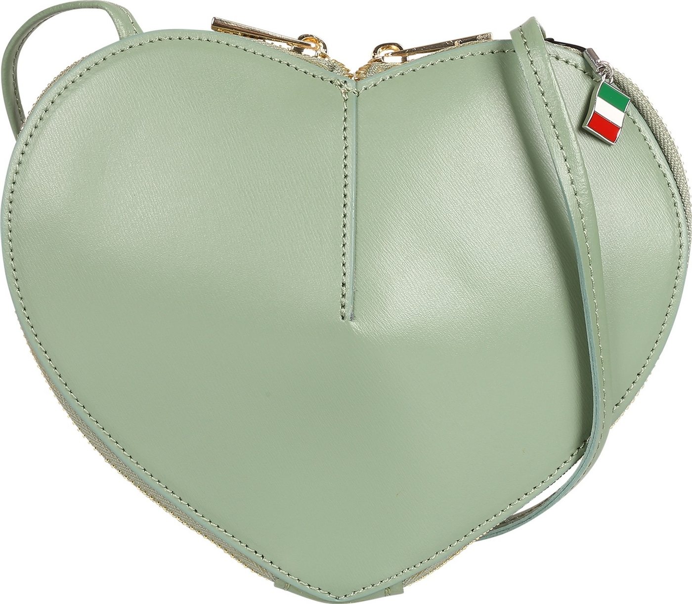FLORENCE Umhängetasche Florence Damen Umhängetasche Leder Herz (Umhängetasche), Damen Umhängetasche Leder, lindgrün ca. 22cm x 16cm hoch von FLORENCE