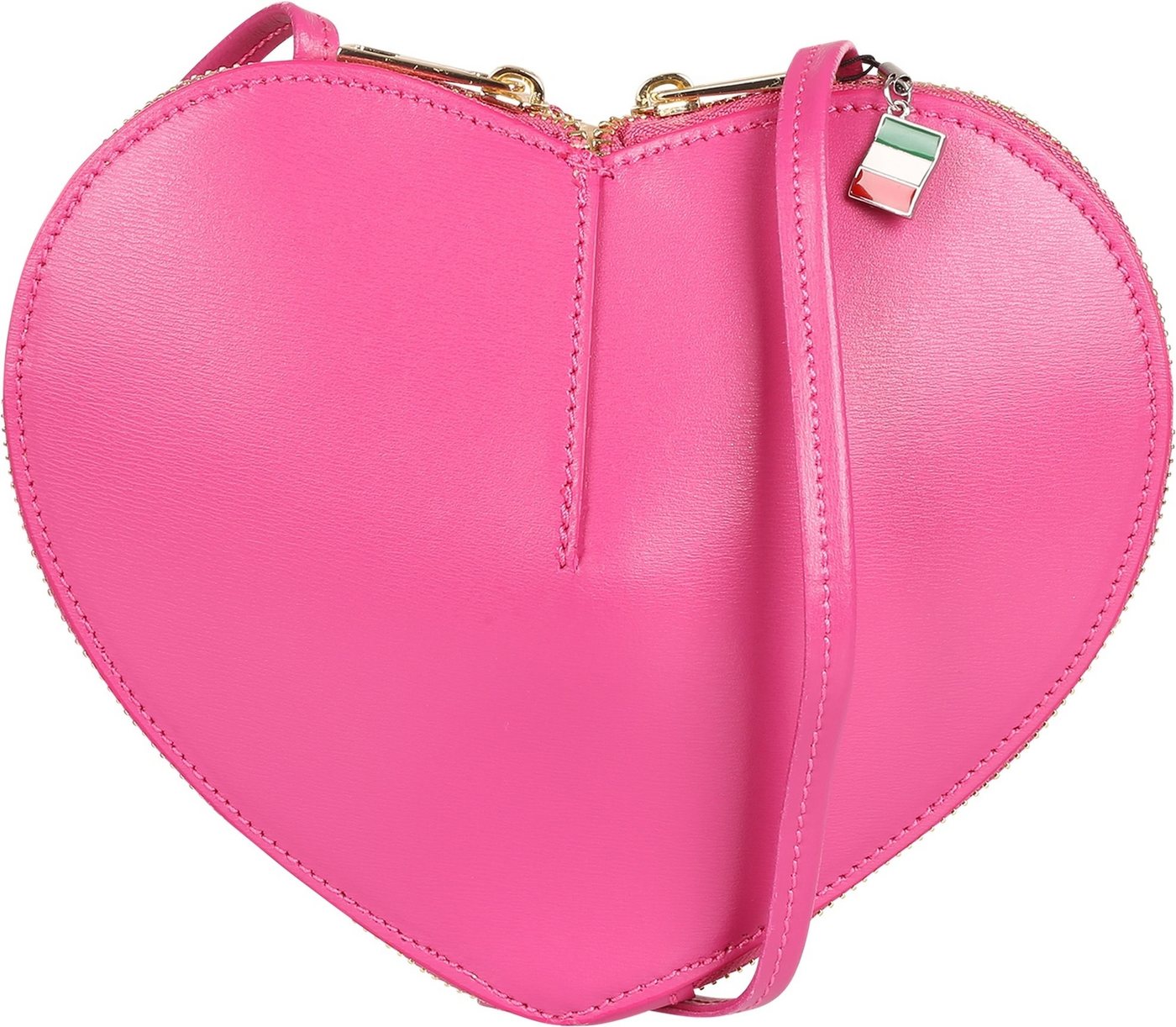 FLORENCE Umhängetasche Florence Damen Umhängetasche Leder Herz (Umhängetasche), Damen Umhängetasche Leder, pink ca. 22cm x 16cm hoch von FLORENCE