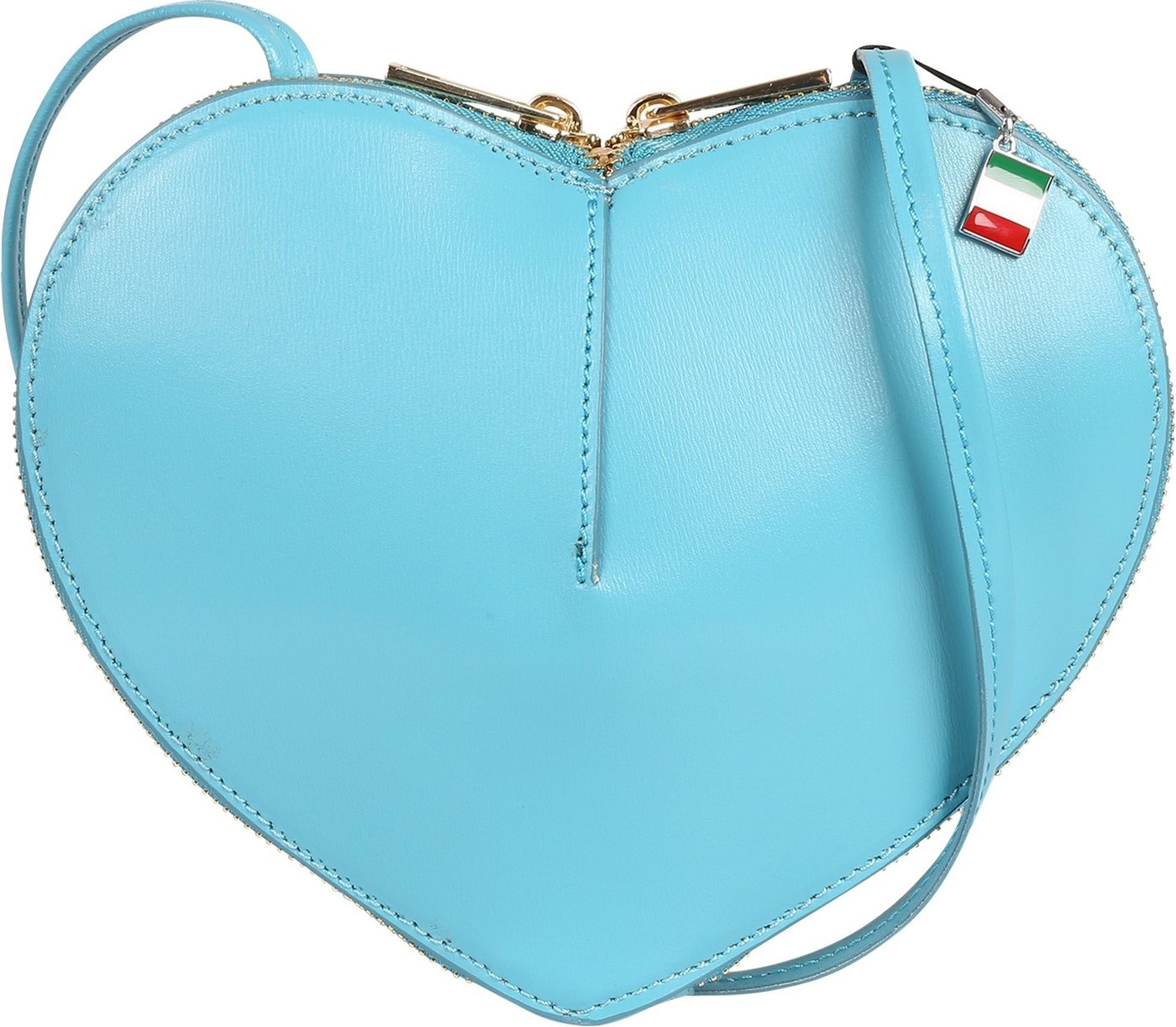FLORENCE Umhängetasche Florence Damen Umhängetasche Leder Herz (Umhängetasche), Damen Umhängetasche Leder, türkis ca. 22cm x 16cm hoch von FLORENCE