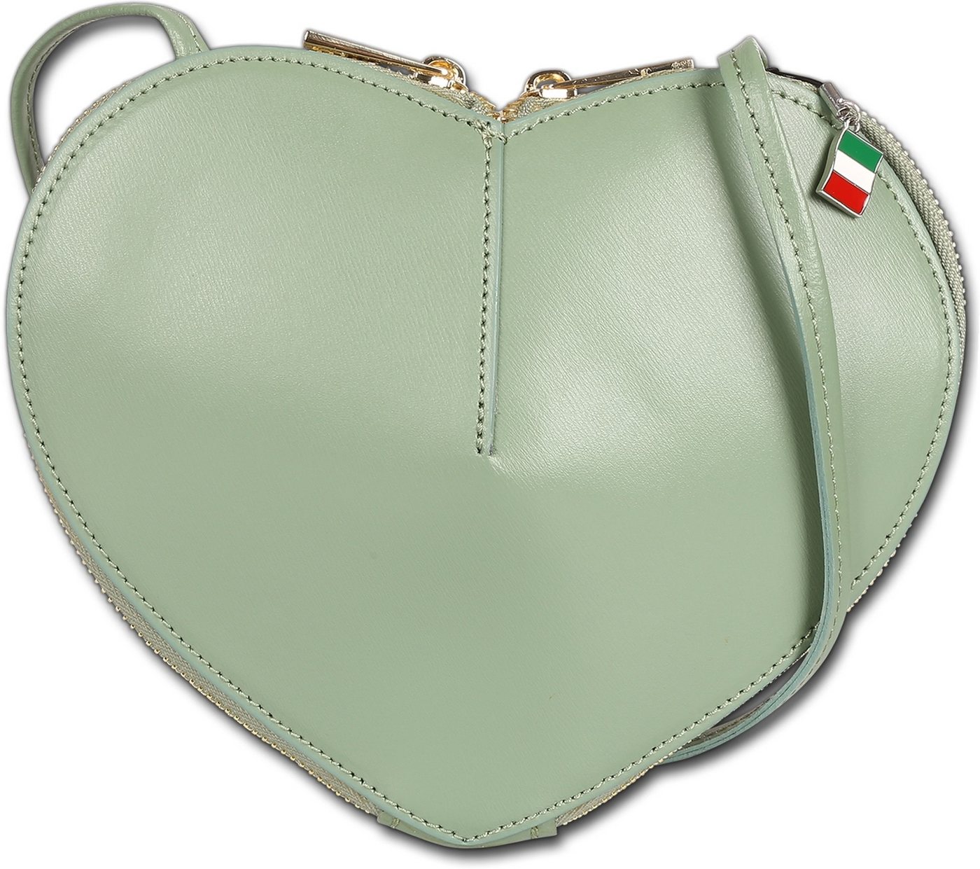 FLORENCE Umhängetasche Florence Damen Umhängetasche Leder Herz (Umhängetasche, Umhängetasche), Damen Tasche Echtes Leder lindgrün, Herz, Made-In Italy von FLORENCE