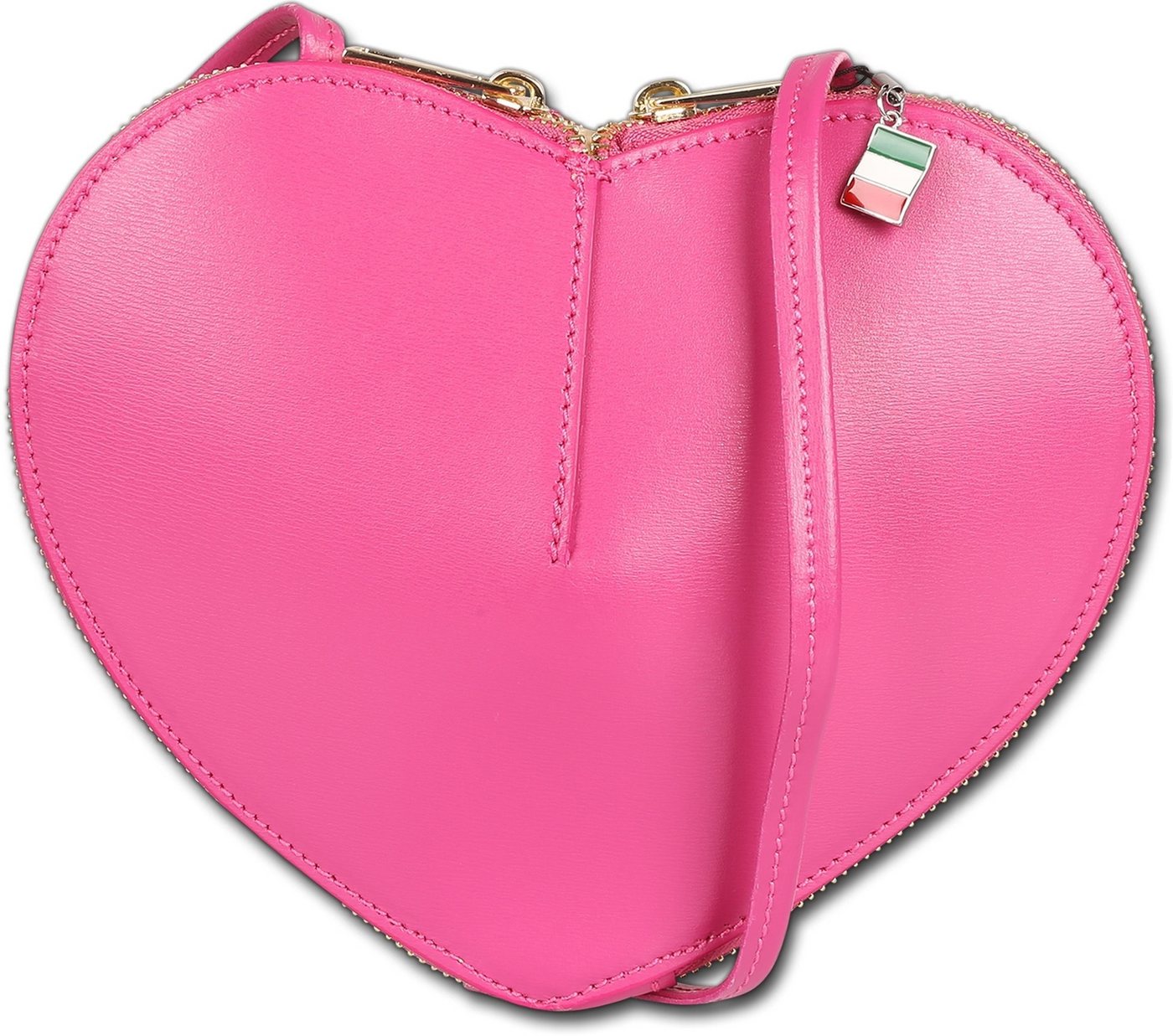 FLORENCE Umhängetasche Florence Damen Umhängetasche Leder Herz (Umhängetasche, Umhängetasche), Damen Tasche Echtes Leder pink, Herz, Made-In Italy von FLORENCE