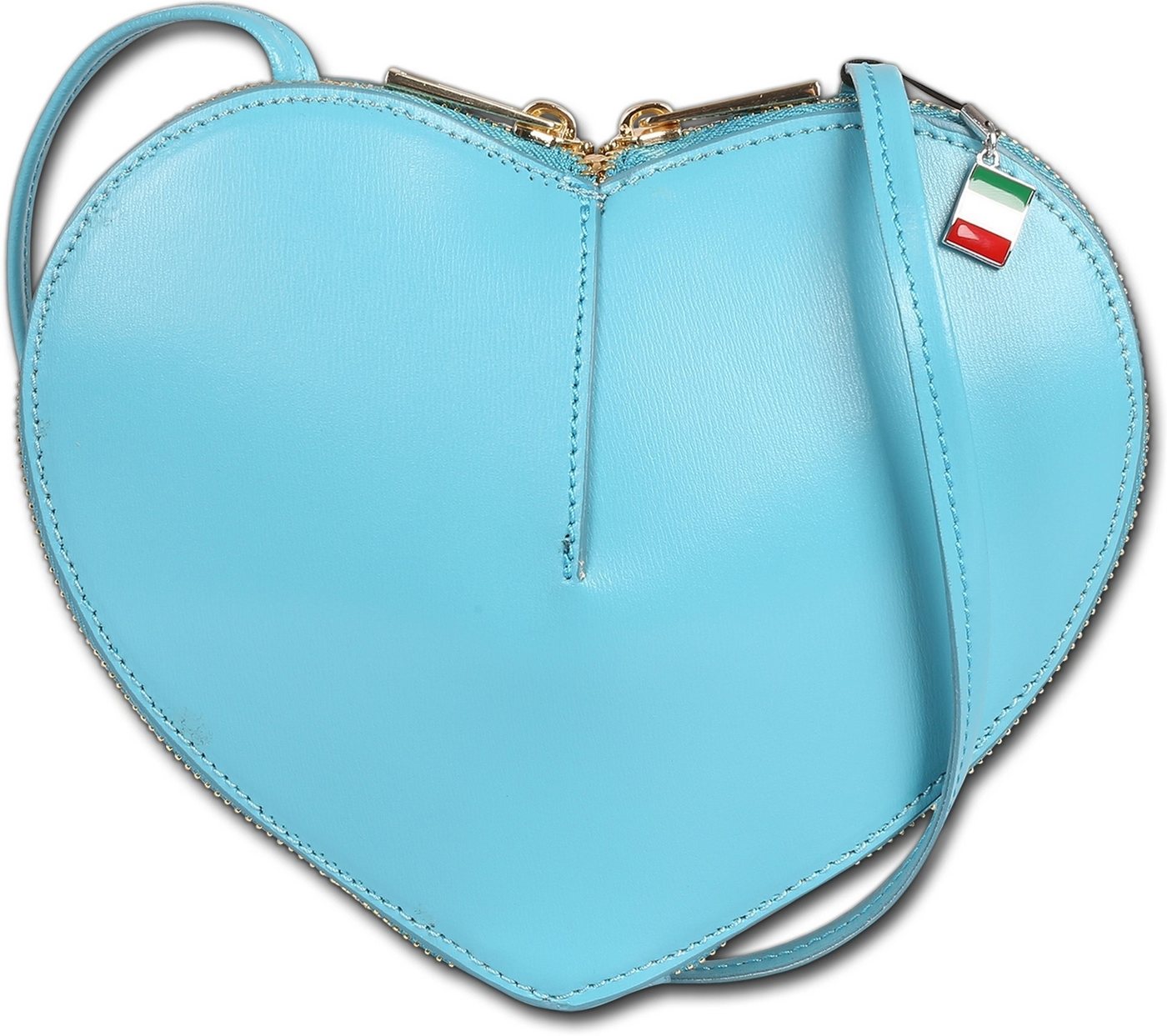 FLORENCE Umhängetasche Florence Damen Umhängetasche Leder Herz (Umhängetasche, Umhängetasche), Damen Tasche Echtes Leder türkis, Herz, Made-In Italy von FLORENCE