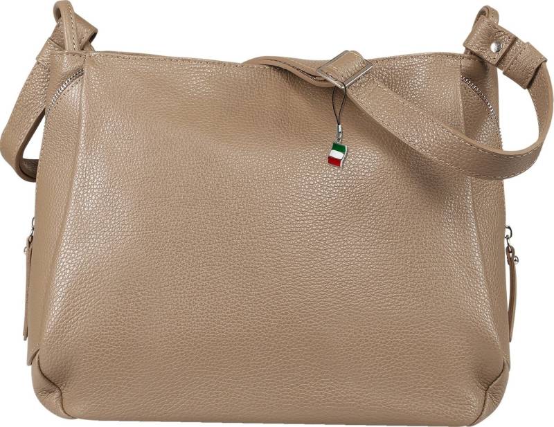 FLORENCE Umhängetasche Florence Damen Umhängetasche Leder Tasche (Umhängetasche), Damen Umhängetasche Leder, taupe, beige ca. 28cm hoch von FLORENCE