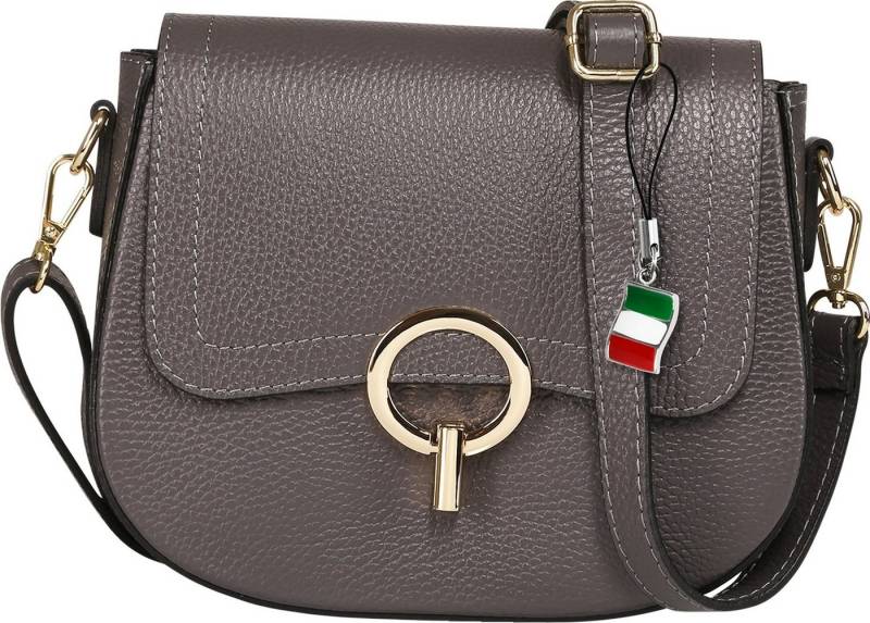 FLORENCE Umhängetasche Florence Damen Umhängetasche Satteltasche (Umhängetasche), Damen Umhängetasche Leder, grau ca. 20cm hoch von FLORENCE
