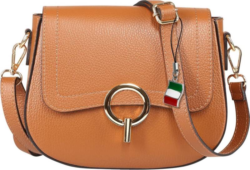 FLORENCE Umhängetasche Florence Damen Umhängetasche Satteltasche (Umhängetasche), Damen Umhängetasche Leder, hellbraun ca. 20cm hoch von FLORENCE