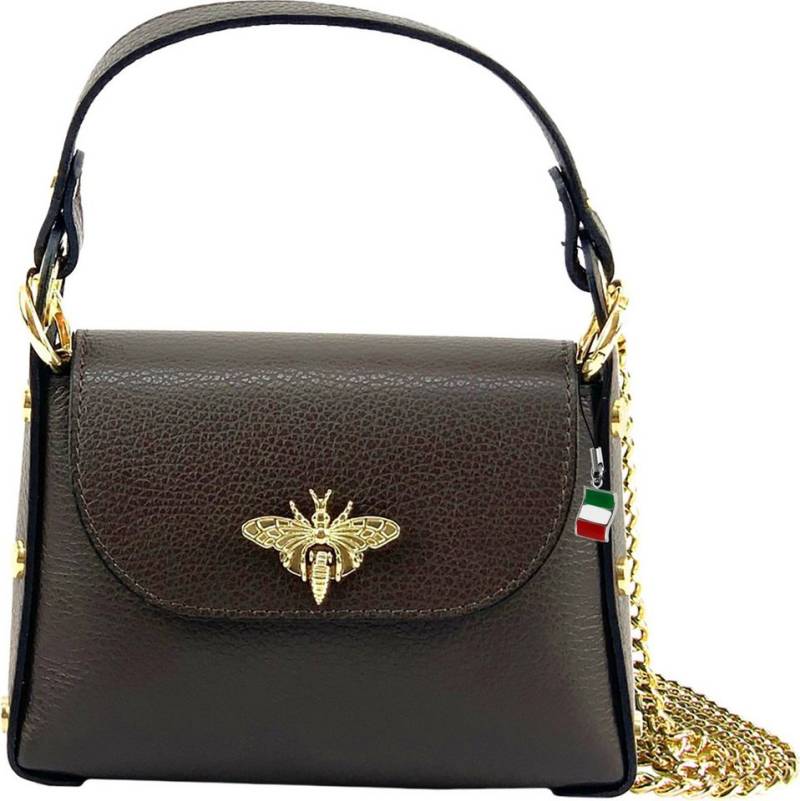 FLORENCE Umhängetasche Florence Tasche dunkelbraun Leder (Umhängetasche), Damen Umhängetasche Echtes Leder, dunkelbraun ca. 14cm hoch von FLORENCE